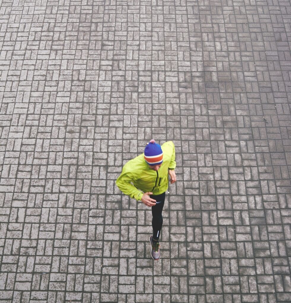 running analysis aerial shot of runner