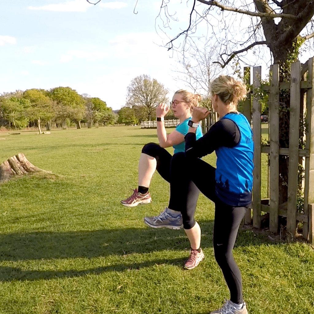 running analysis session in a park
