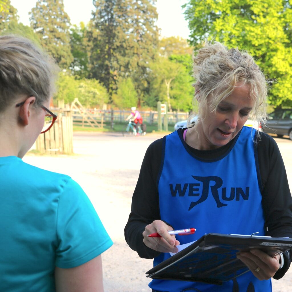 running coach blackburn 2 woman talking